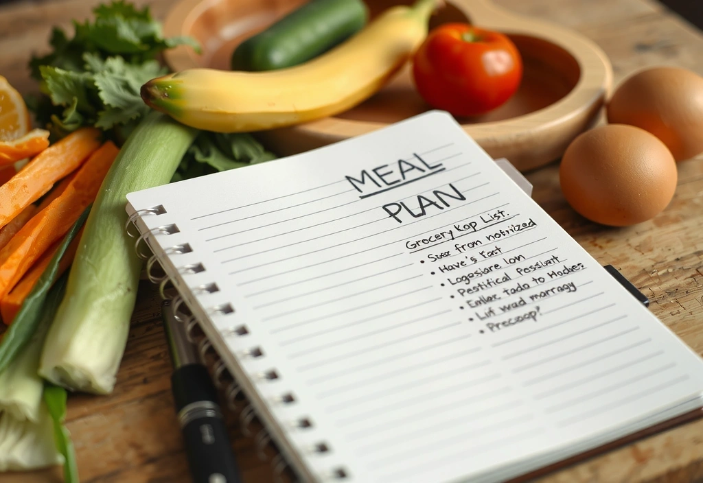 Offline notitieboek met handgeschreven eetplan